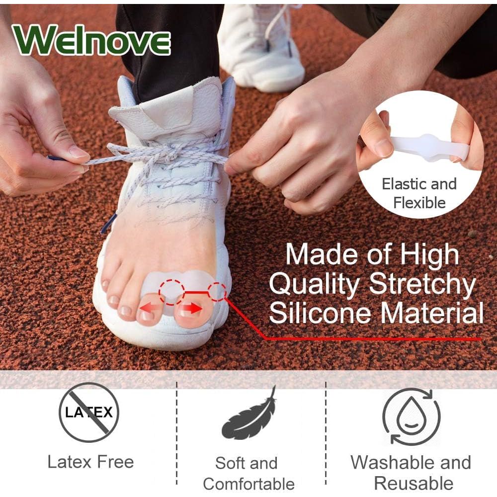 Buy now Welnove Pack of 12 Bunion Corrector, Toe Separators with 2 Loops, Big Toe Spacer Suitable for Bunion and Overlap Toe (White) at indiglob india