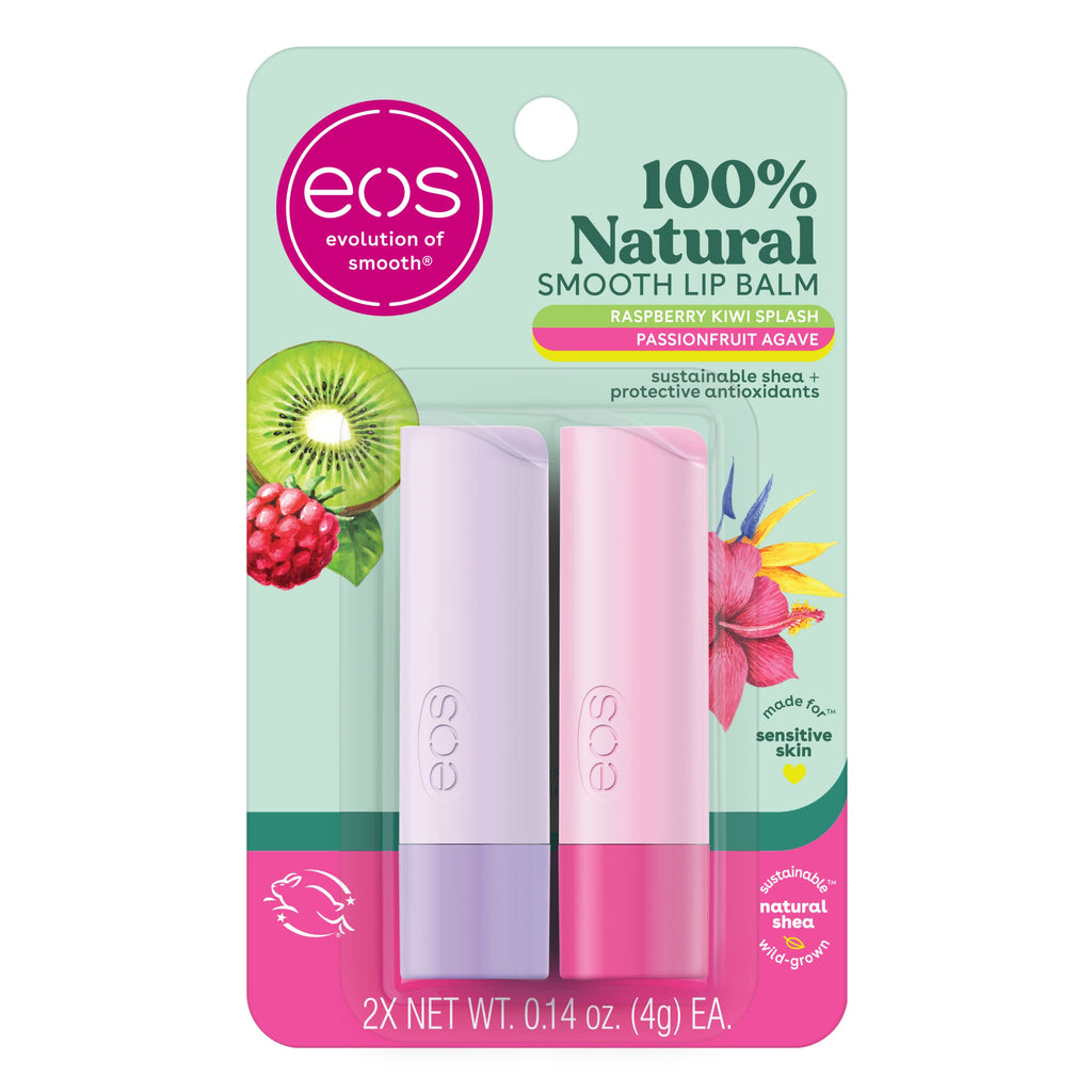 Buy now eos 100% Natural Lip Balm- Coconut Milk and Pineapple Passionfruit, All-Day Moisture Lip Care, 0.14 oz, 2 Pack at indiglob india