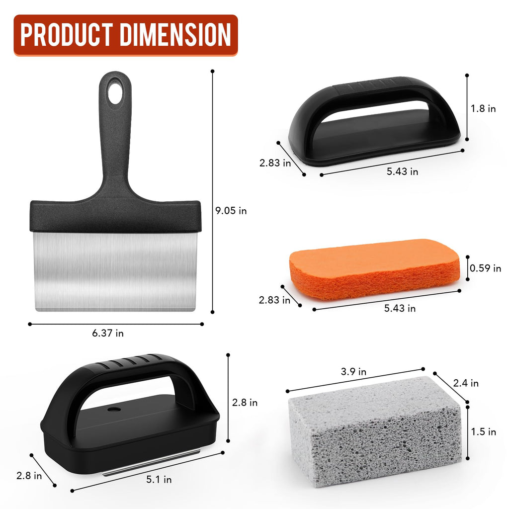 AWEASROY Griddle Cleaning Kit for Blackstone, Flat Top Grill Cleaning Kit with Grill Stone, Griddle Scraper & Griddle Brush Easy to Remove Stain