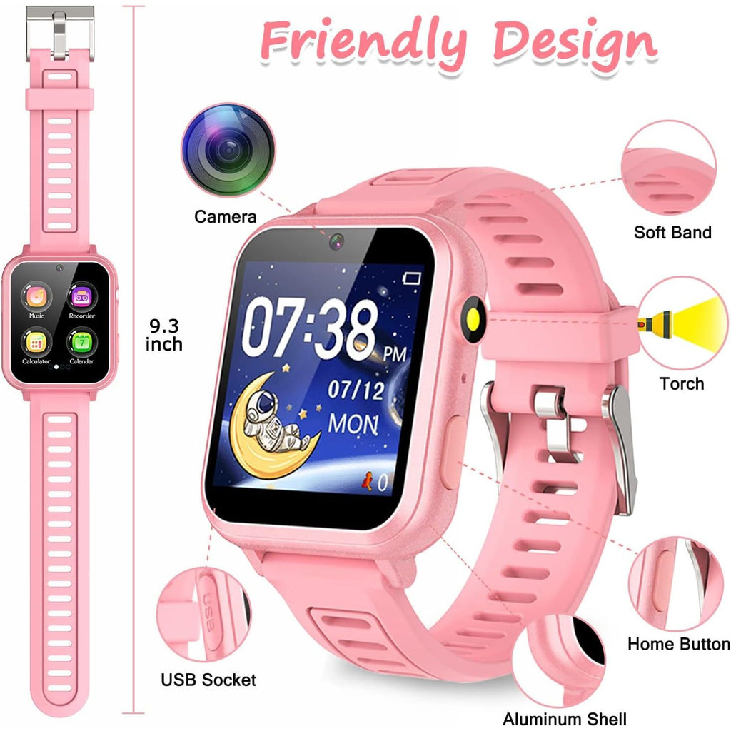 Buy now Smart Watch for Kids Gift for Girls Age 5-12, 1.54" Touch Screen Watch with HD Camera Video 39 Games Music Pedometer Flashlight Alarm Clock, Gifts for 7 8 9 10 Year Old Girls Boys at indiglob india