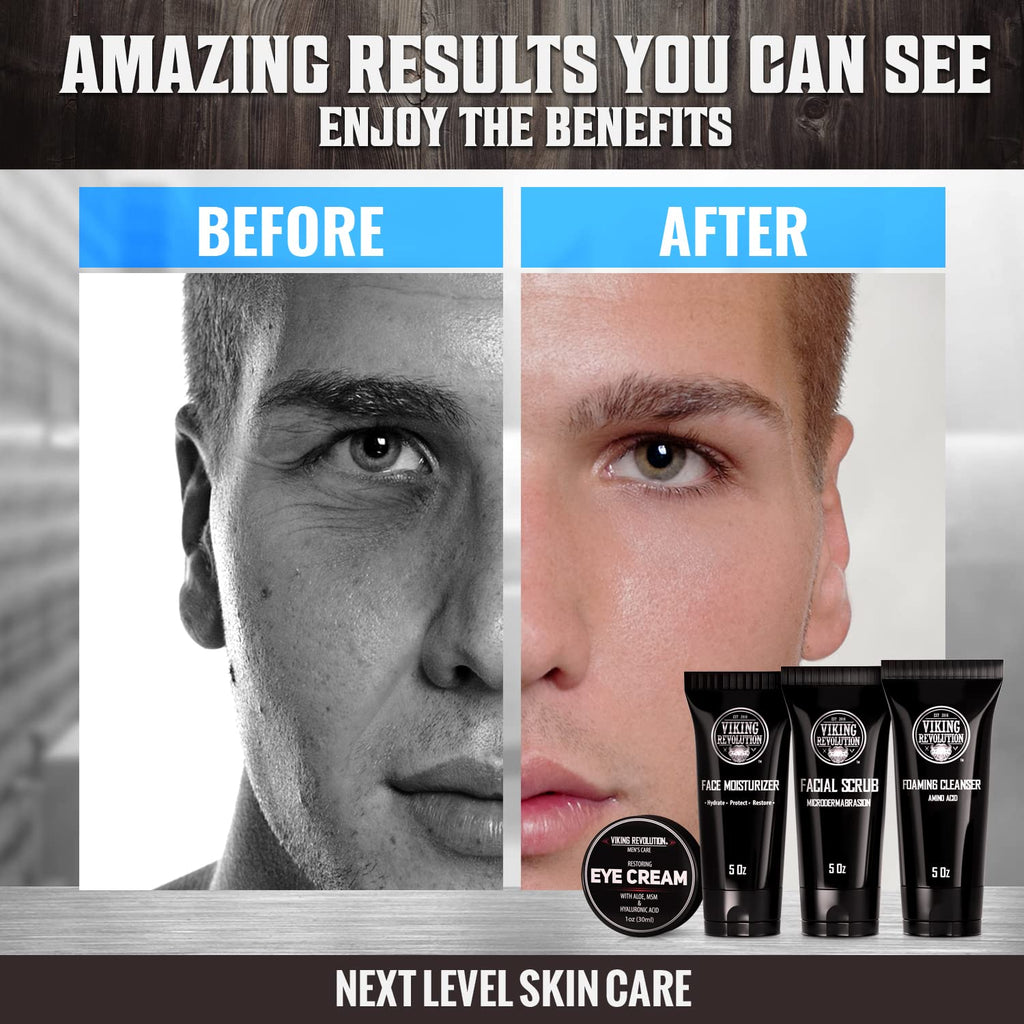 Viking Revolution Men's Facial Skin Care Kit - 4 Piece Set