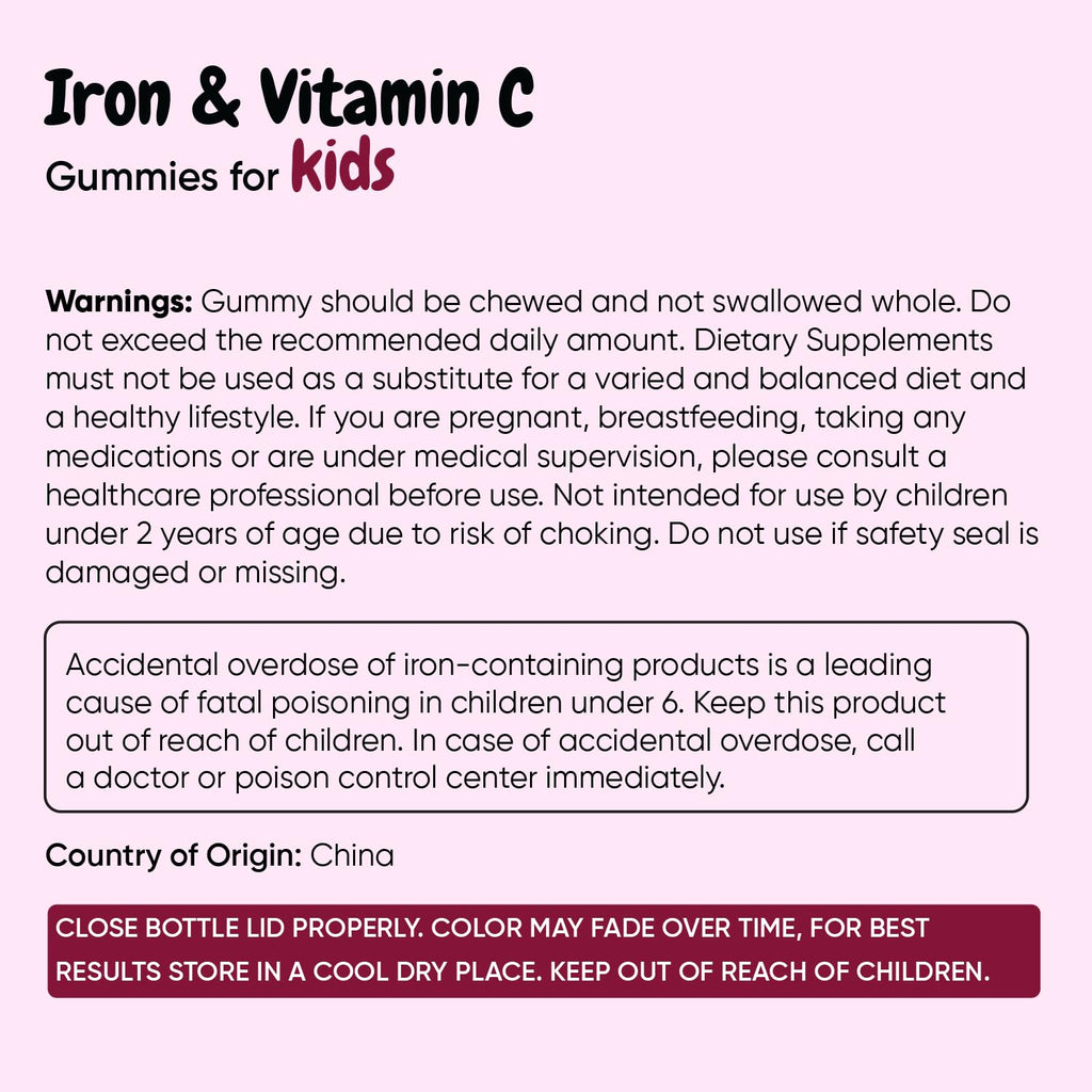maxmedix Kids Iron with Vitamin C Gummies |120 Count, 4 Month Supply, Vegan