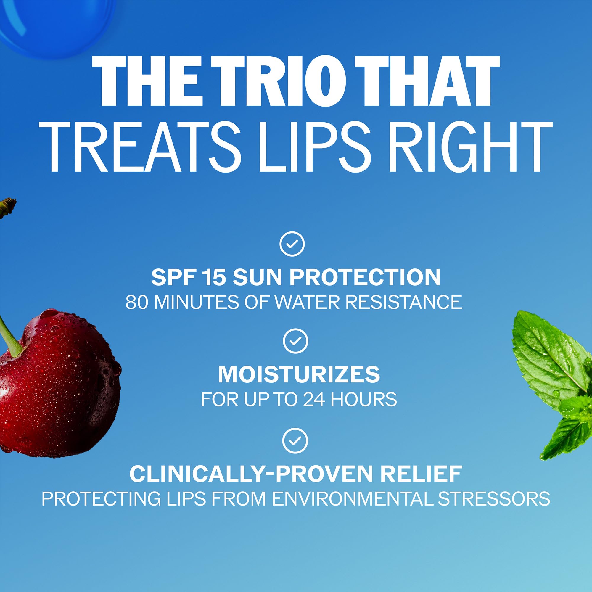ChapStick Moisture + SPF 15 Lip Balm Sunscreen Variety 5-Pack, 0.15 Oz Ea | Variety 3-Pack (1 Original, 1 Cool Mint, and 1 Black Cherry) + 2 Original Moisture Lip Moisturizers with Sun Protection