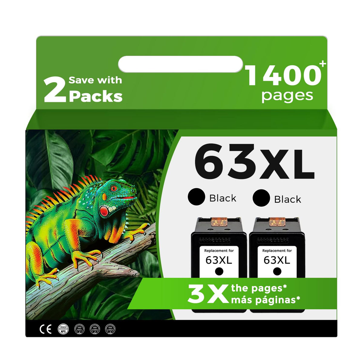 63XL Black Ink Cartridge Compatible for HP Ink 63 XL HP63 HP63XL 4650 3830