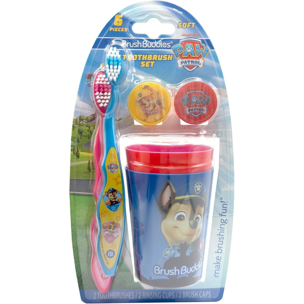 Brush Buddies Paw Patrol Manual Toothbrush and Cup Set for Kids Ages 2+ – Soft Bristles, Easy-Grip Handle, Fun Character Design, Toddler Oral Care Set for Boys and Girls