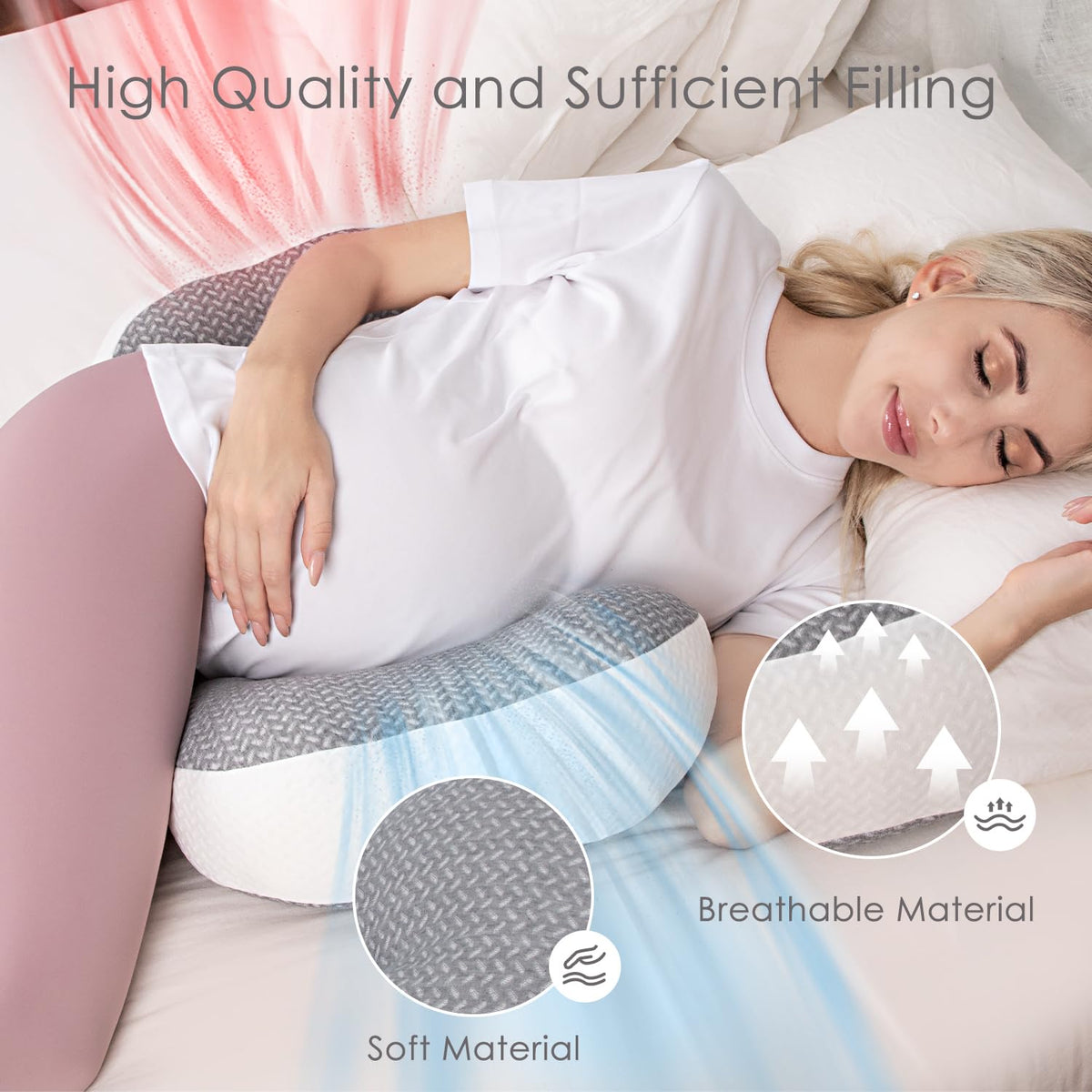 Chilling Home Portable Pregnancy Pillow, W Shaped Pregnancy Wedge Pillow