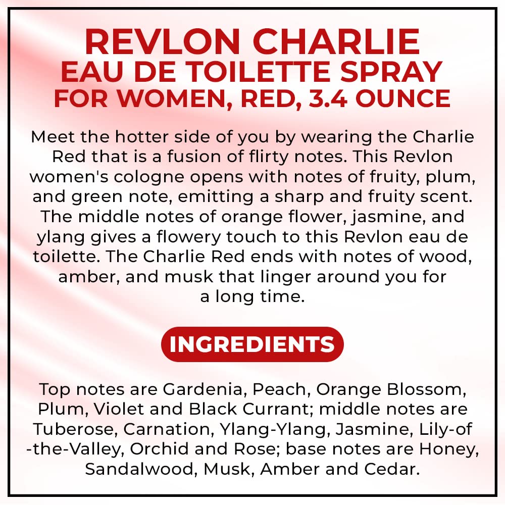 Buy now Revlon Charlie Eau De Toilette Spray for Women, Red, 3.4 Ounce at indiglob india