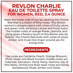 Buy now Revlon Charlie Eau De Toilette Spray for Women, Red, 3.4 Ounce at indiglob india