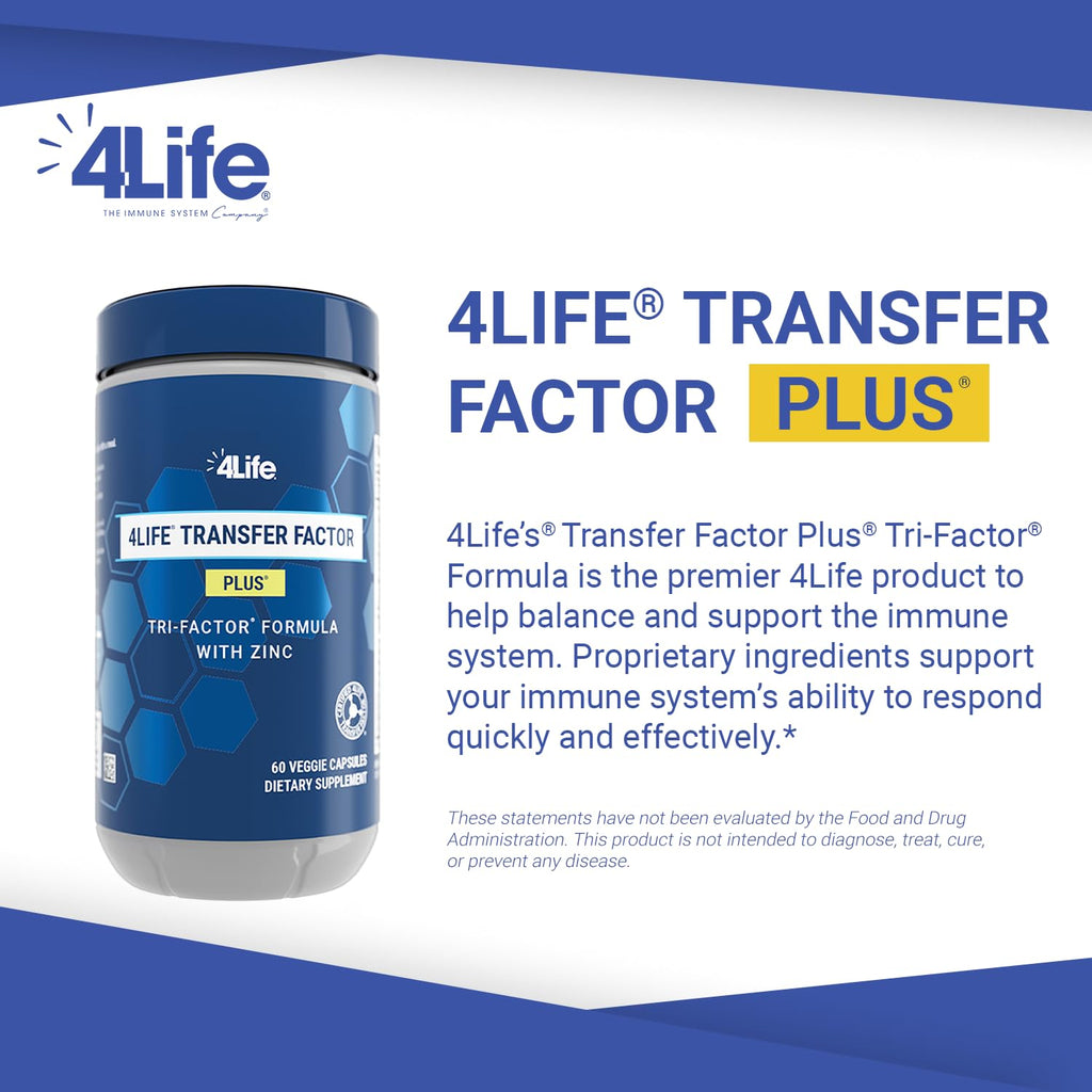 4Life Transfer Factor Plus Zinc Immune Support with Mushrooms, 60 Capsules