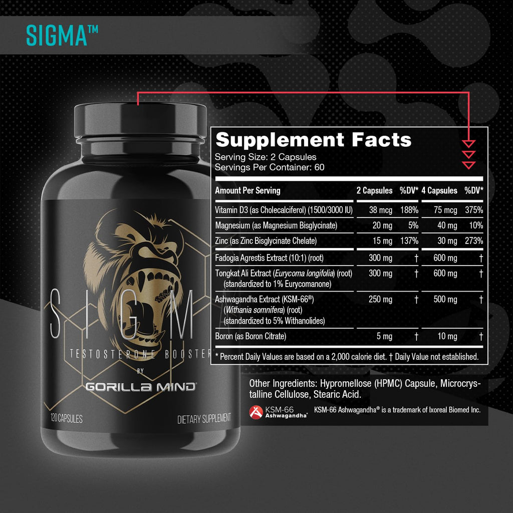 Gorilla Mind Sigma Testosterone Booster (120 Capsules)