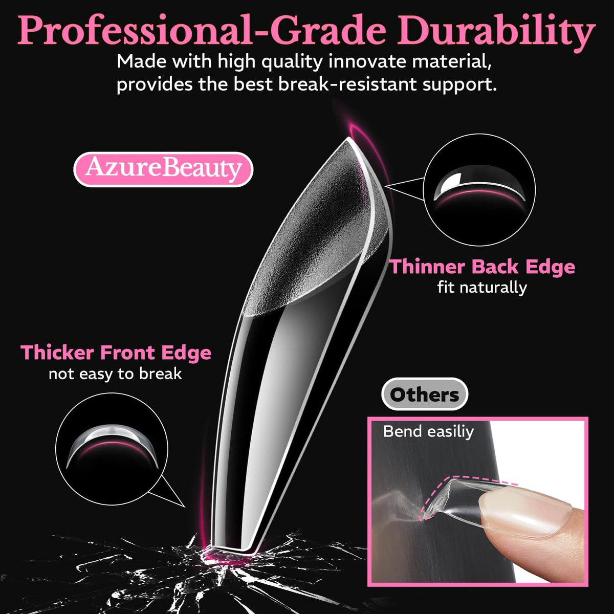 Premium imported Medium Almond Nail Tips in 600pcs, crafted with durable soft gel for professional-grade performance.