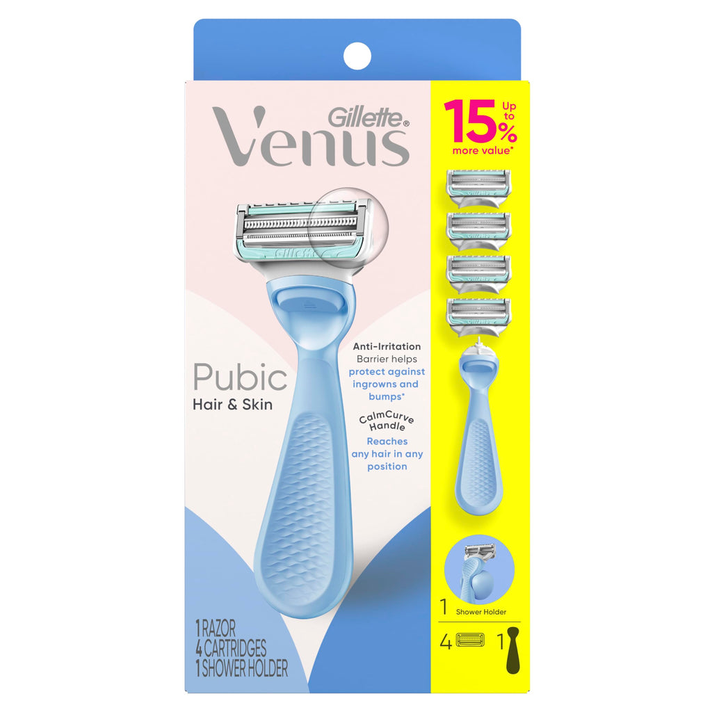 Gillette Venus for Pubic Hair and Skin, Bikini Razors for Women, Women's Razor Handle + 4 Blade Refills