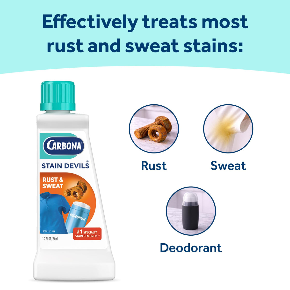 Carbona Stain Devils #9 (1.7 Fl Oz), Targeted Spot Cleaner for Rust & Perspiration Stains, Safe on Skin & Washable Fabrics