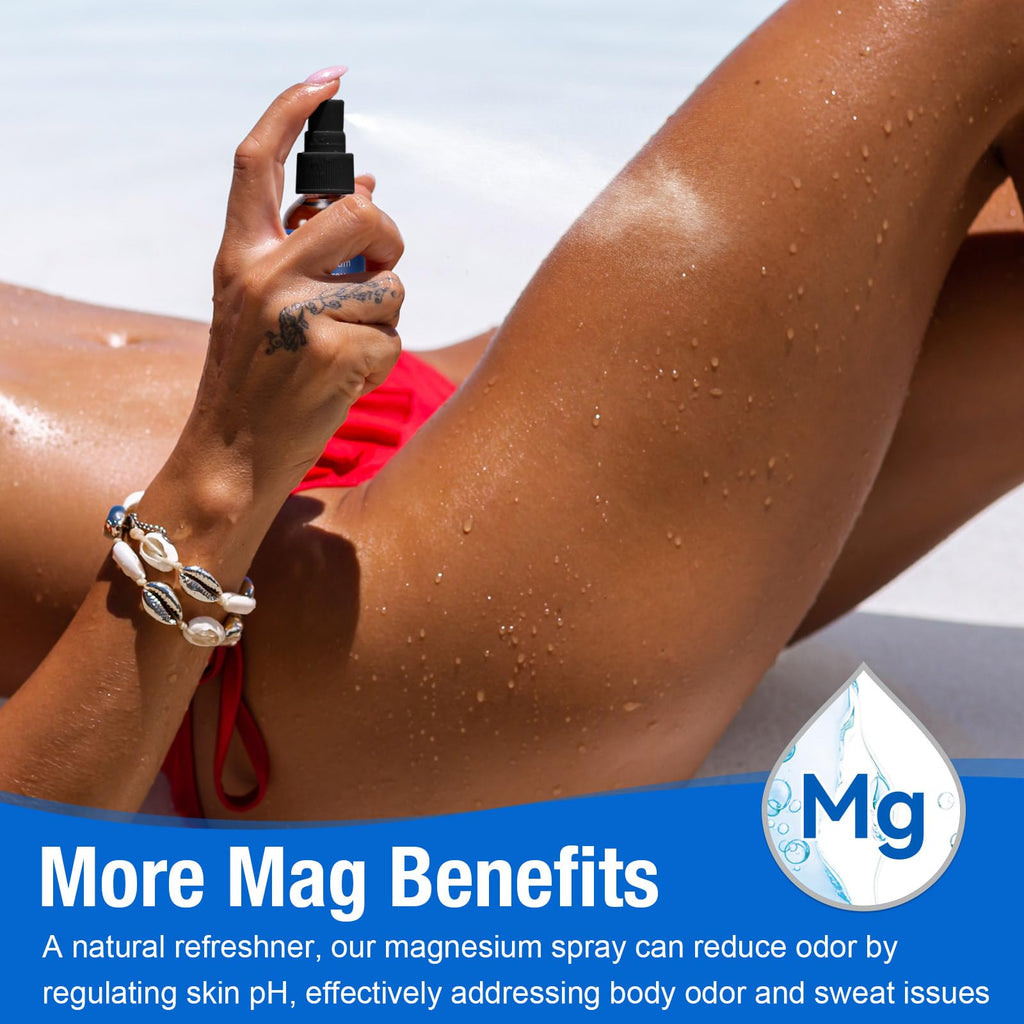Magnesium Spray, Pure Magnesium Oil Spray for Feet, Natural Ingredient in Glass Bottle, Easy to Absorb and Use 2Pack