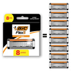 BIC Flex 5 Men's Refillable 5-Blade Razors with 7 Cartridges | Lubricating Strip with Aloe and Vitamin E, Pivoting Head, Precision Edging Blade, 8-Piece Shaving Kit