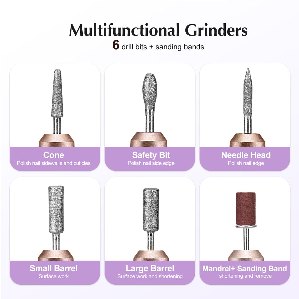 COSLUS C40 Electric Nail Drill Professional, Precise Dial Speed Control | Nail File Machine for Acrylic Gel Dip Powder Removal, Compact Manicure Tools, Beginner-friendly Polishing Set, Home