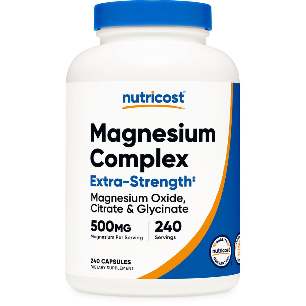 Nutricost Magnesium Complex Extra Strength 500mg, 240 Capsules, Gluten Free | Magnesium Oxide, Citrate, and Glycinate, GMO-Free