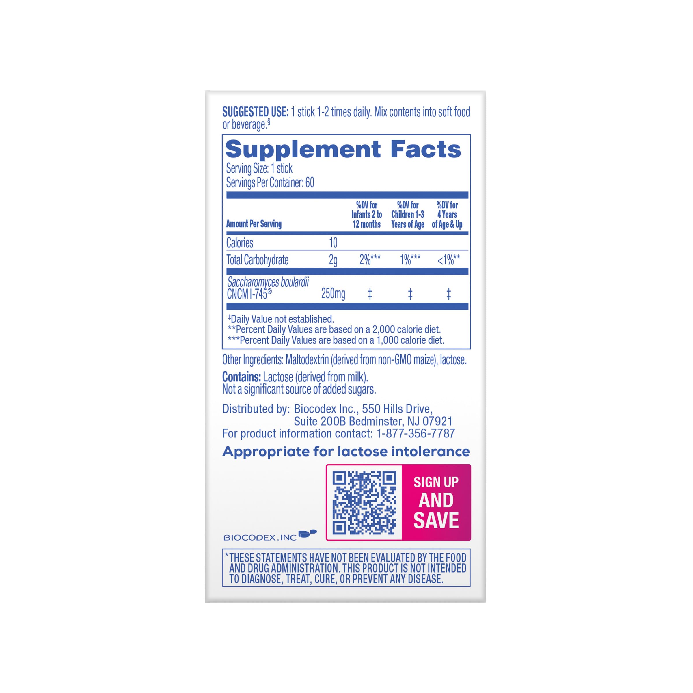 Florastor Kids Dual Action Probiotic Supplement, Strengthens Kids' Digestive & Immune Health, 60 Easy-to Mix Powder Sticks