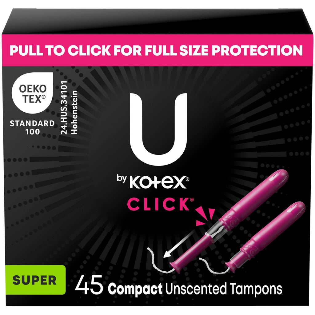 Buy now U by Kotex Tampons, Click Compact, Super Plus Absorbency, Unscented, 45 Count at indiglob india