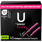 Buy now U by Kotex Tampons, Click Compact, Super Plus Absorbency, Unscented, 45 Count at indiglob india
