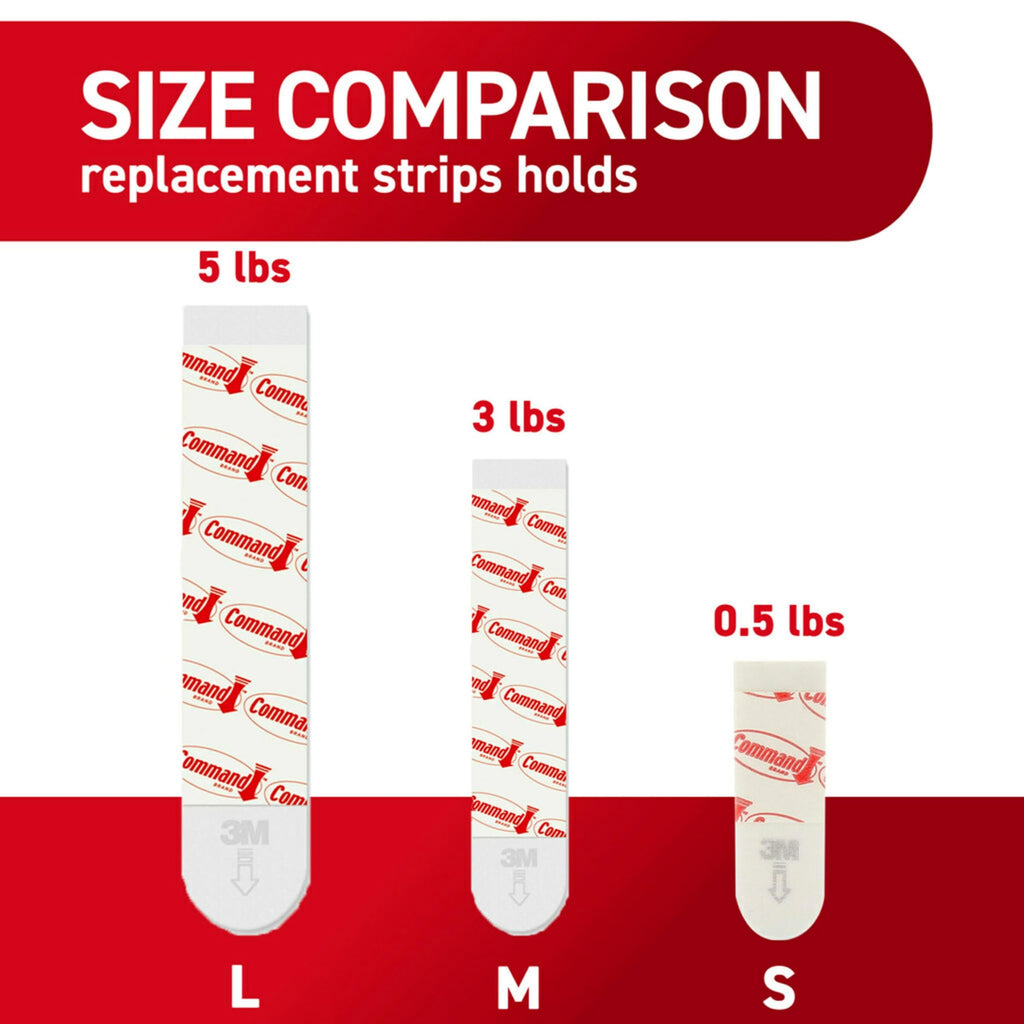 Command Replacement Adhesive Strips – 8 Small, 4 Medium, 4 Large, Damage-Free Hanging for Hooks and Clips, 16-Count (Pack of 2)