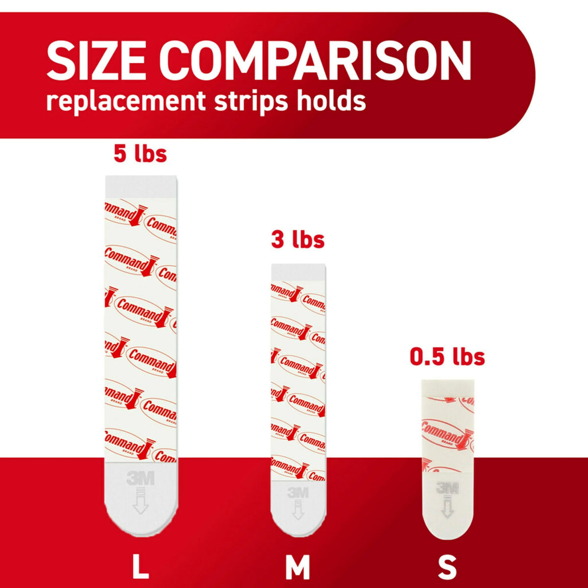 Command Replacement Adhesive Strips – 8 Small, 4 Medium, 4 Large, Damage-Free Hanging for Hooks and Clips, 16-Count (Pack of 2)