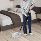 Indoor Mop for Floor Cleaning - Cotton Mops for Floor Cleaning, Regular Mop for Floors, 49-inch Simple Mops for Cleaning Living Rooms, Bathrooms, and Kitchens. (White&Blue)
