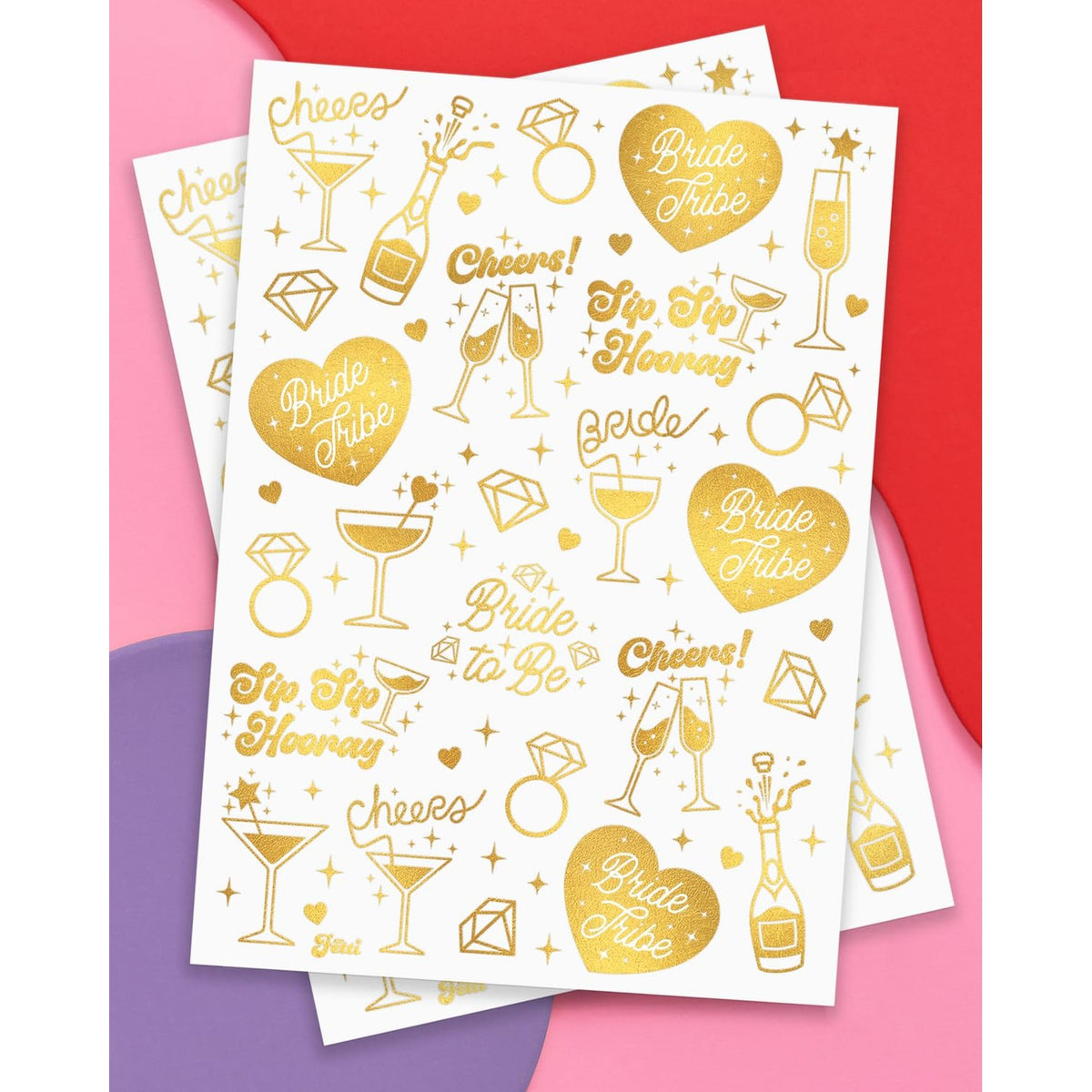 xo, Fetti 54 Gold Bachelorette Temporary Tattoos | Bride Tribe Party Gift