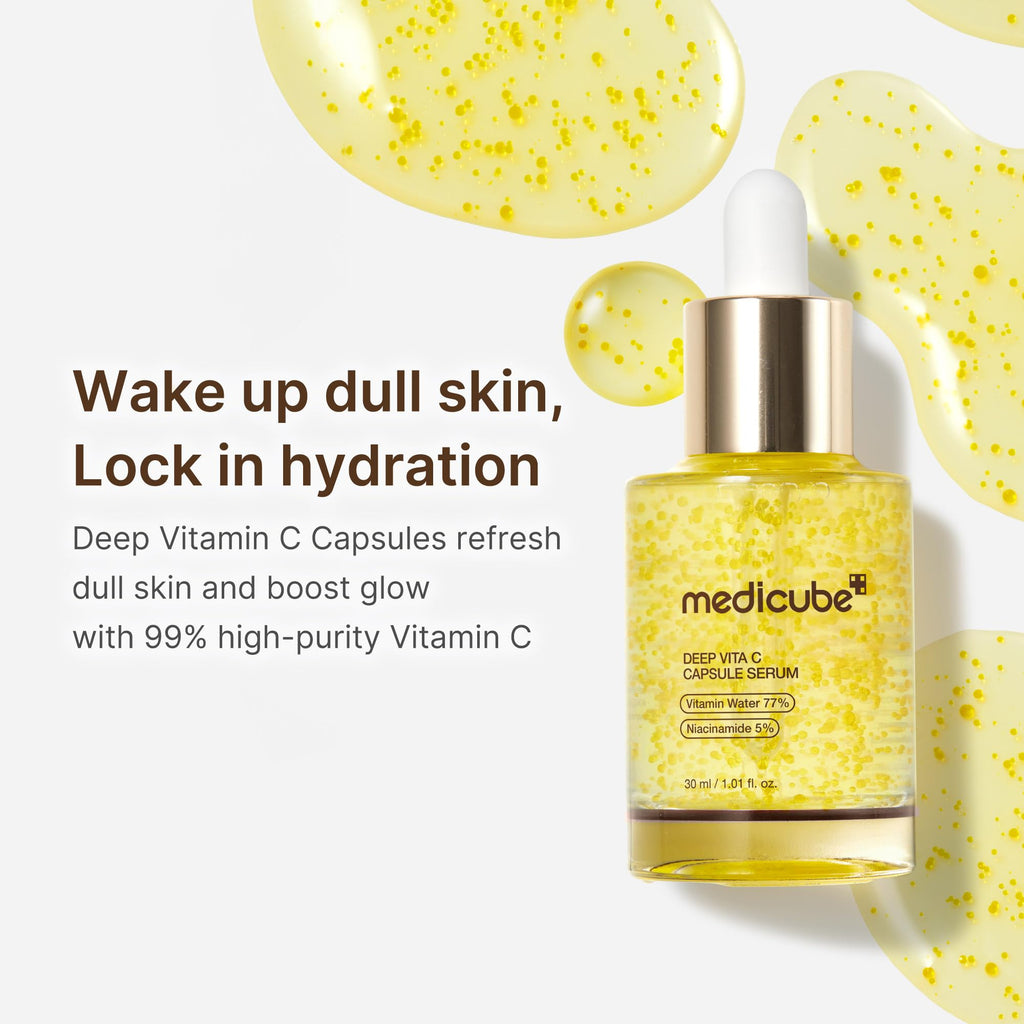 medicube Deep Vitamin C Capsule Serum, 1.01 fl.oz | Vitamin C Serum for Dull & Uneven-Looking Skin - Liposome Capsules for Smooth, Radiant Texture, Korean Skincare