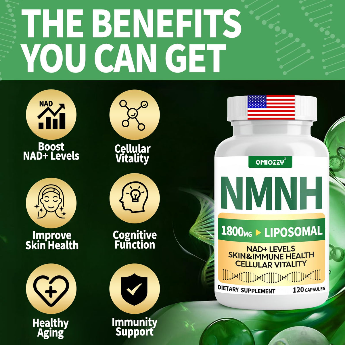 NMNH Supplement 1000mg, NMN (Nicotinamide Mononucleotide) Alternative,Vegan