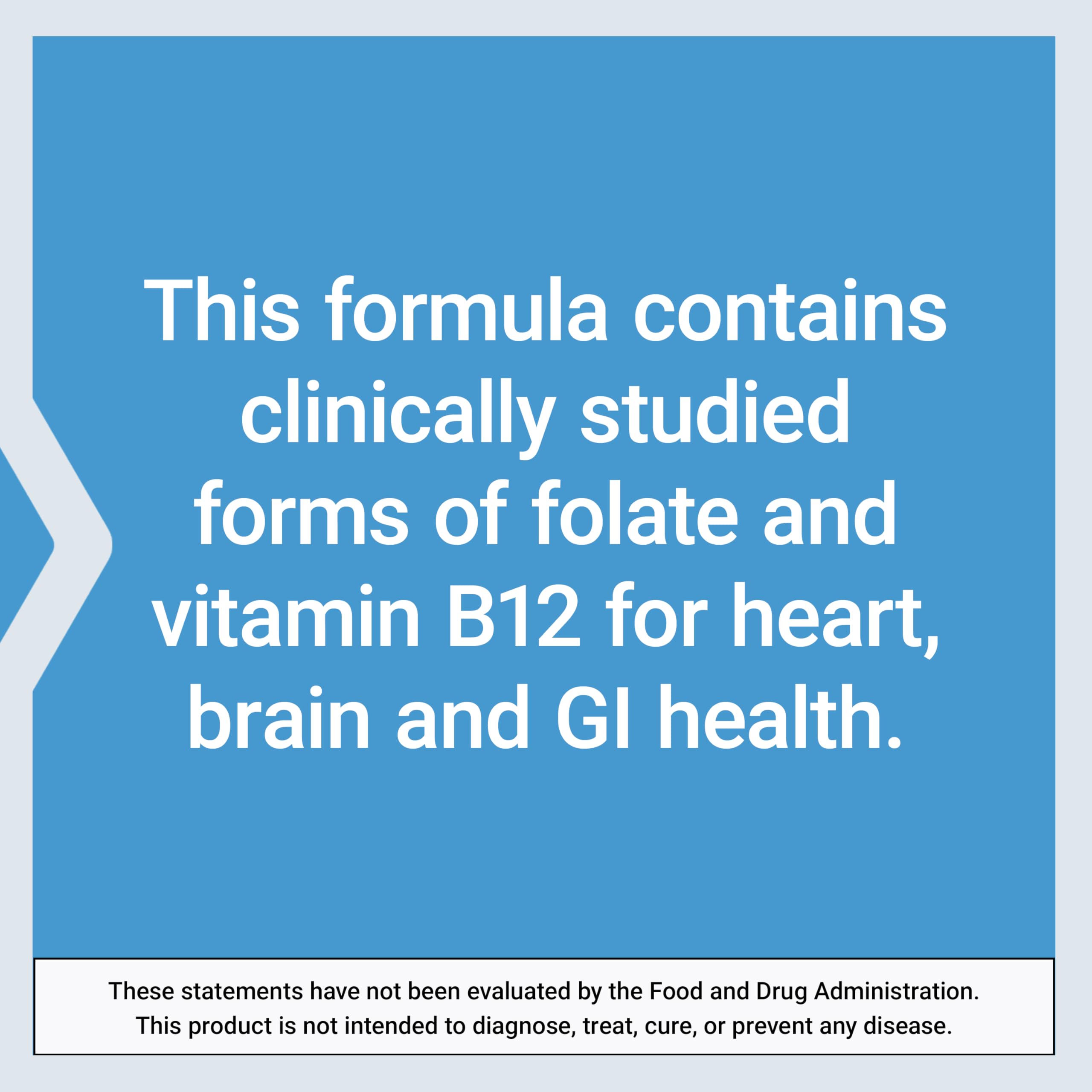 Life Extension BioActive Folate & Vitamin B12, Promotes Heart, Brain & GI Tract Health, Non-GMO, Gluten-Free, Vegetarian, 90 Capsules | BioActive Folate & Vitamin B12 Promotes Heart, Brain & GI Tract Health, Non-GMO, Gluten-Free & Vegetarian