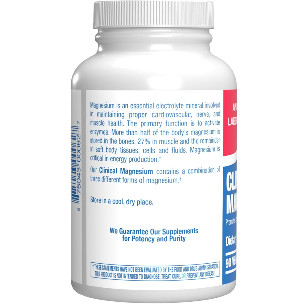 Triple Magnesium Complex 400 Mg - Clinical Formula Chelated Magnesium Supplement with Glycinate Malate and Citrate for Optimal Muscle Nerve Bone & Digestive Health Support - 1 Month Supply