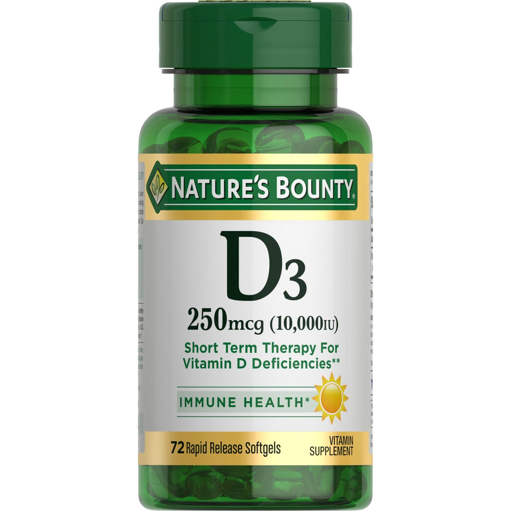 Nature's Bounty Vitamin D for Immune Support, 72 Softgels | Vitamin D Provides Immune Support and Promotes Healthy Bones, 10000IU