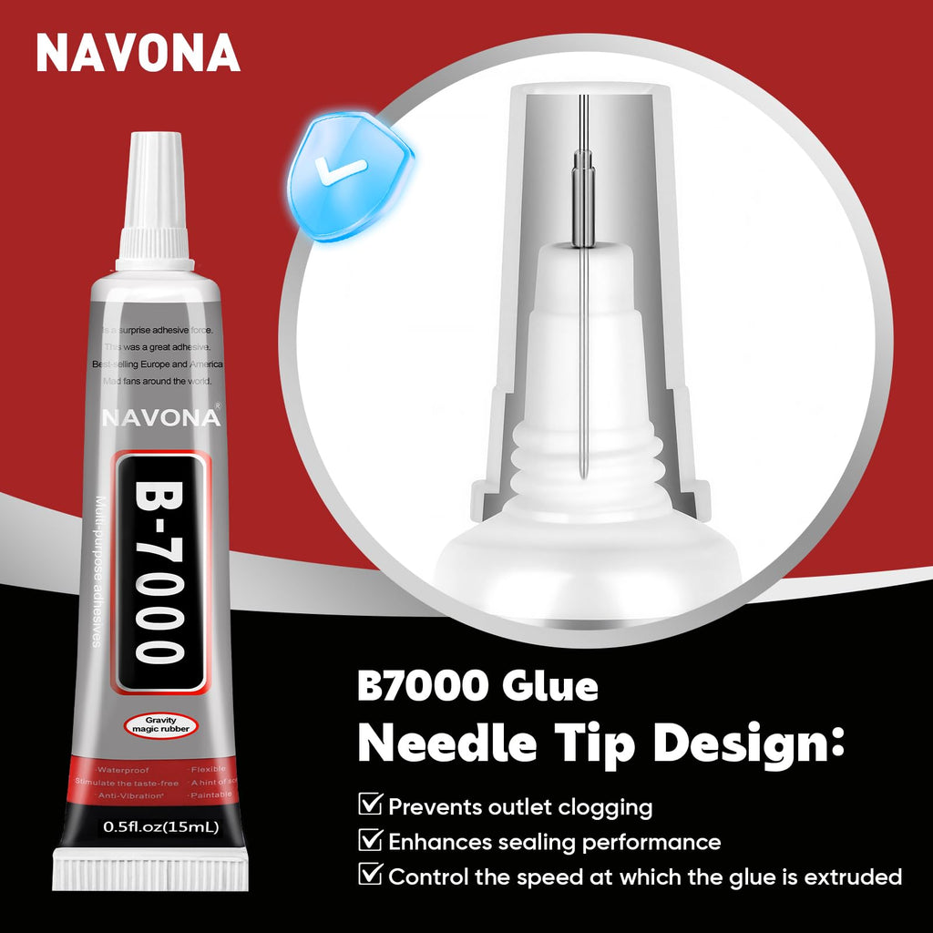 15 PCS 15ml B7000 Rhinestone Glue Clear with Precision Tip, Bedazzling Glue, Multipurpose Super Glues for Nail, Craft, Jewelry Making, Nail Art, DIY, Makeup, Shoes