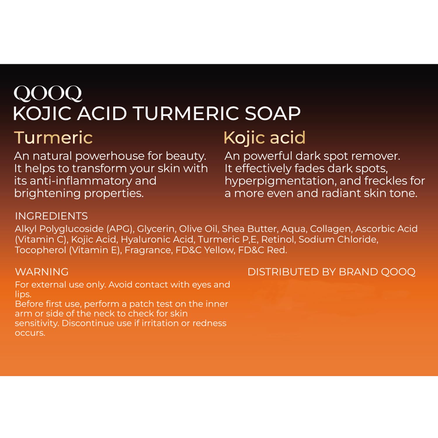 QOOQ Turmeric Kojic Acid Soap for Dark Spot Remover - Facial Cleansing Bar | Vitamin C, Retinol, Collagen, Vitamin E, Glycerin,Shea Butter & Castile Olive Oil – Soap for Women and Men Gifts(120g x 2)