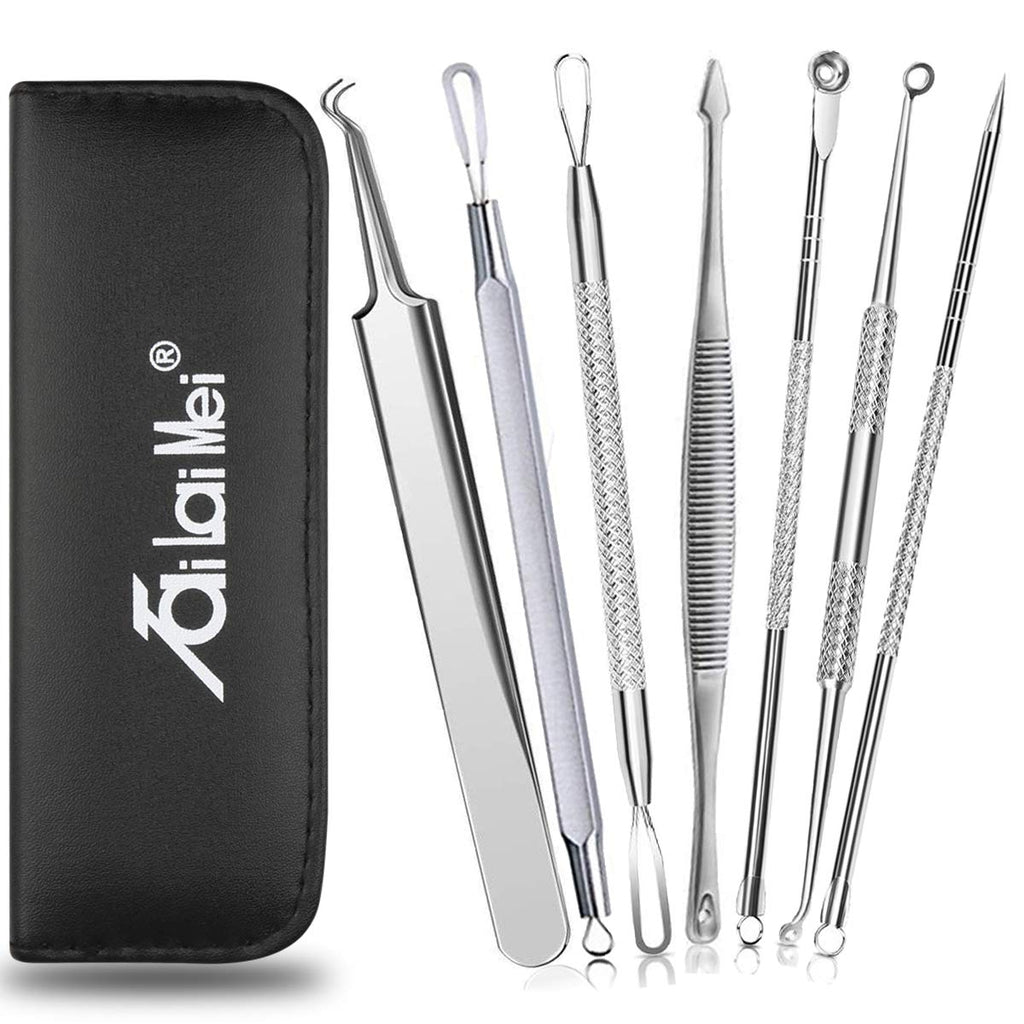 Buy now 7-Piece Blackhead Remover Kit - Pimple Comedone Extractor Tool set for Facial Acne and Treatment for Blemish, Whitehead Popping, Zit Removing for Risk Free Nose Face Skin with Metal Case at indiglob india