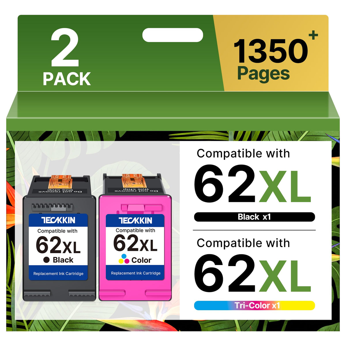 62XL Ink Cartridges Black and Color Replacement for HP Ink 62 HP 62XL