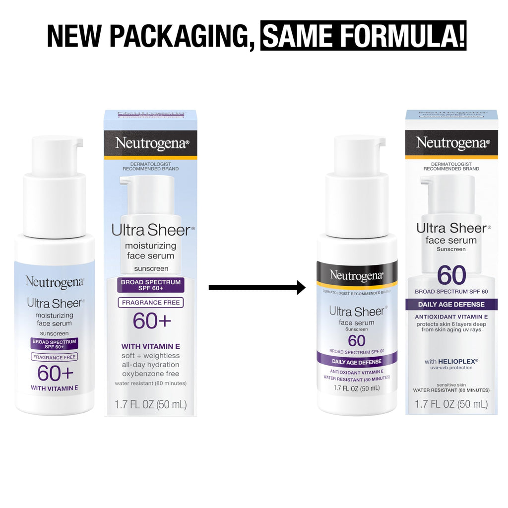 Buy now Neutrogena Ultra Sheer Face Sunscreen with Vitamin E & SPF 60, Sunscreen for Face with Broad Spectrum UVA/UVB Protection, Fragrance-Free, Oxybenzone-Free, Water-Resistant (80 minutes), 1.7 Fl Oz at indiglob india