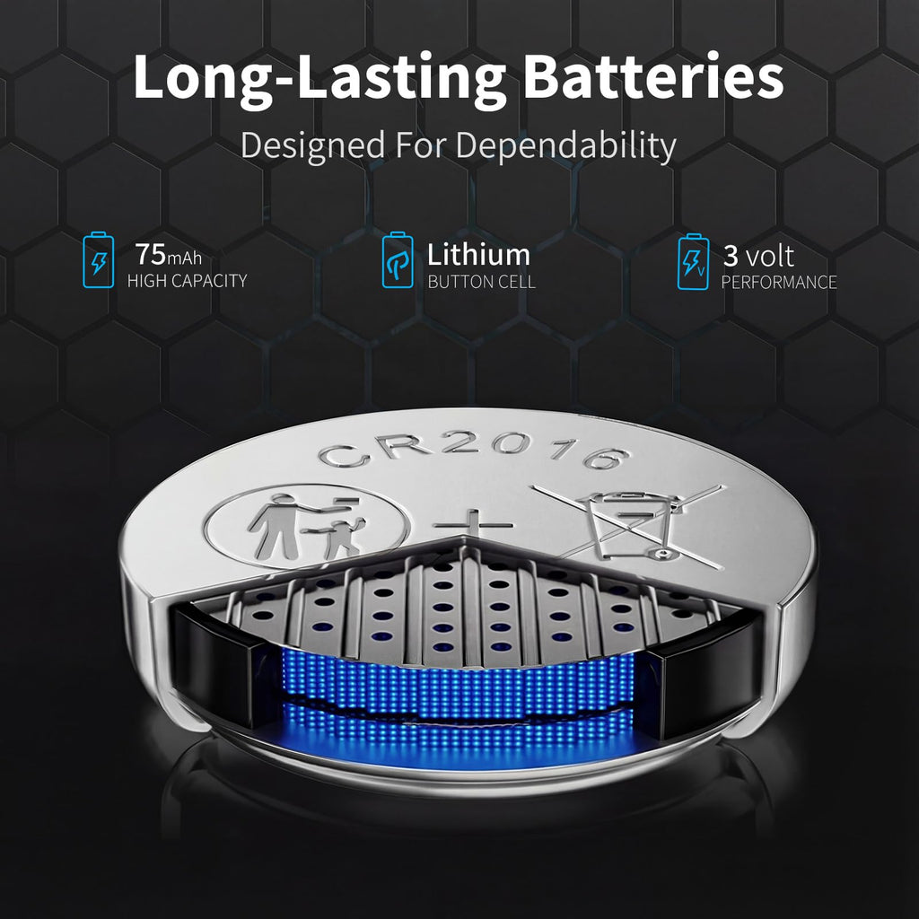 NICEBATT CR2016 3V Lithium Battery 6 Pack, Long Lasting Power for Key Fob, Watch, Calculator and More