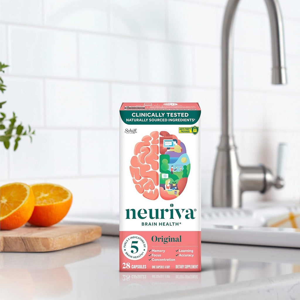 Buy now NEURIVA Original Decaffeinated Clinically Tested Nootropic Brain Supplement for Memory, Focus & Concentration, NeuroFactor & Phosphatidylserine, 28ct Capsules at indiglob india