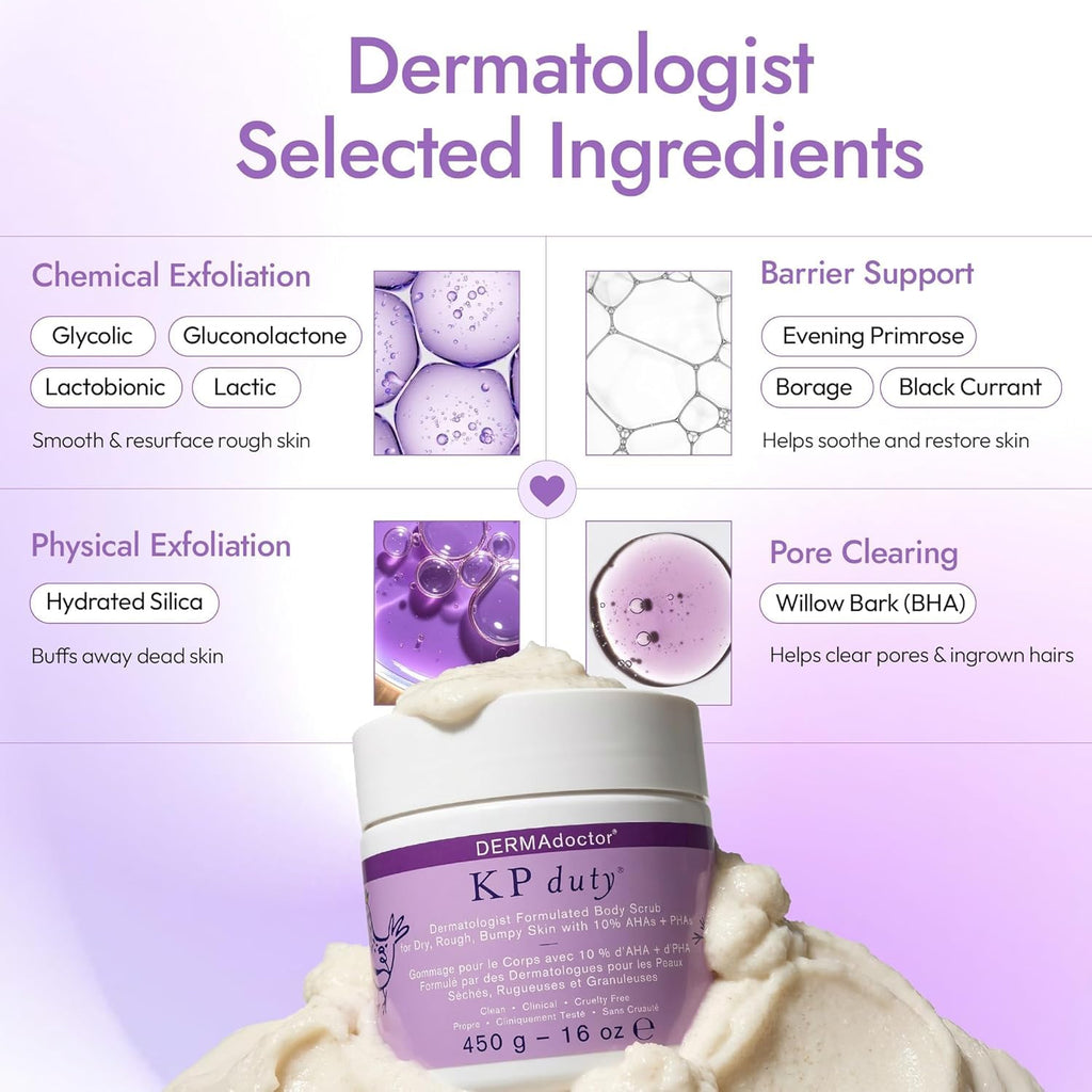DERMAdoctor KP Bump Eraser Body Scrub, 10% AHAs + PHAs, Rough & Bumpy Skin