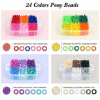4800PCS Pony Beads Bulk, 24 Colors Kandi Rave Beads for Bracelet Making