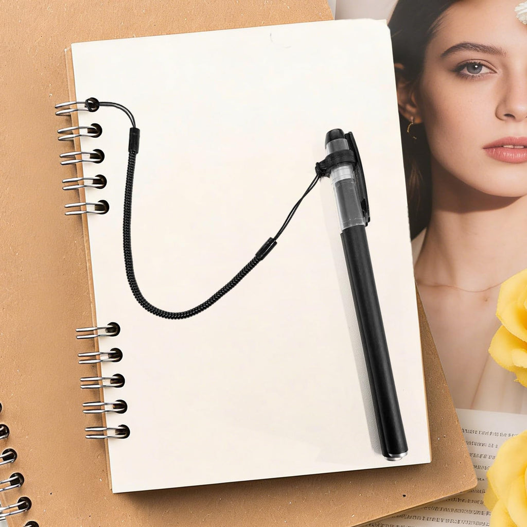 8 Pcs Pen Lanyard, 9.8" Pen Leash for Clipboard,Elastic Lanyard Tether with Silicone Rings, Retractable Stylus Tethers Holder Anti-Lost for Tether Drawing Pens to Touchscreen (Black)