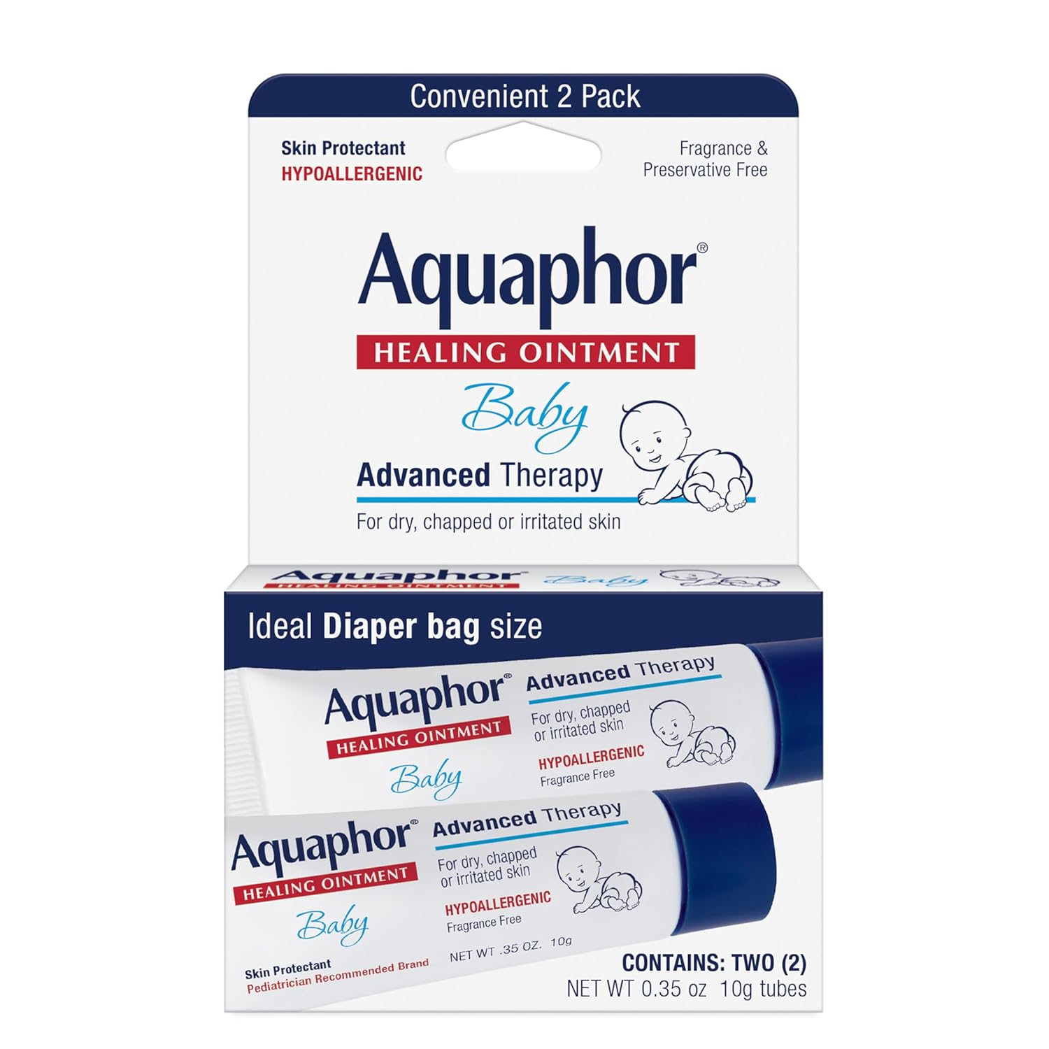 Buy now Aquaphor Baby Healing Ointment Advanced Therapy Skin Protectant for Chapped or Dry Skin, Drool Rash and Diaper Rash Ointment, Hypoallergenic Baby Essentials, Travel Size, 0.35 Oz Tube, Pack of 2 0.35 Ounce (Pack of 2) at indiglob india