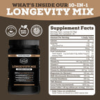 Black Forest Longevity Mix Liquid NAD+ Alternative Mocha Coffee 10-in-1 with NMN 250mg, Glutathione 250mg, TMG, Magnesium Glycinate, Vitamins D3 K2 C B12, High Polyphenol Cocoa, 30 Servings