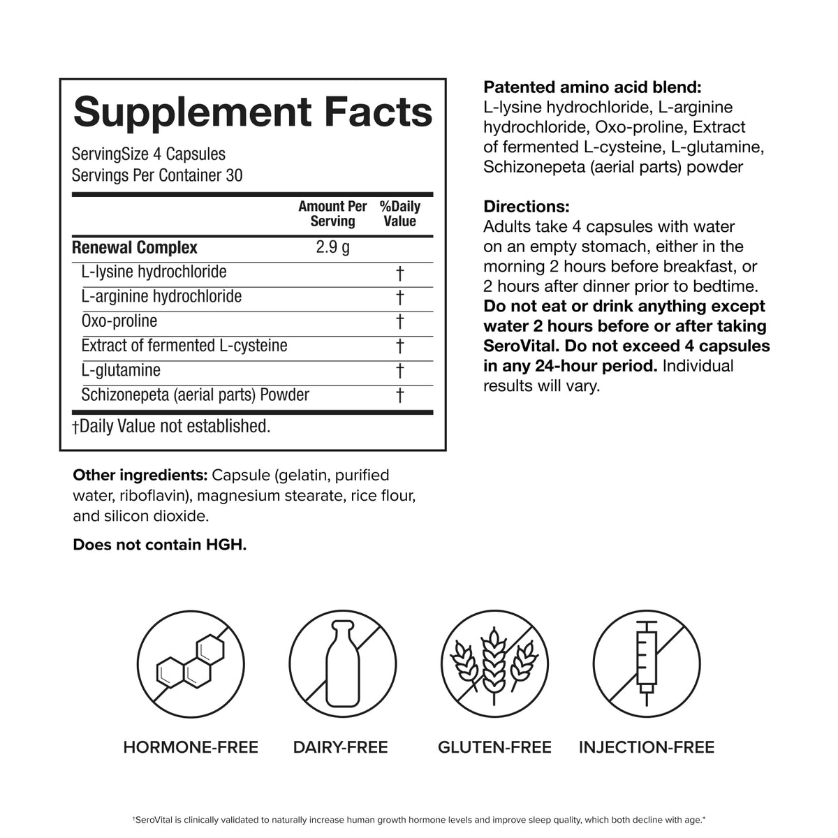 Serovital Renewal Complex - Anti Aging Supplements - Amino Acids - Peptides - Improved Energy and Immunity, Better Deeper Sleep, 30-Day Supply