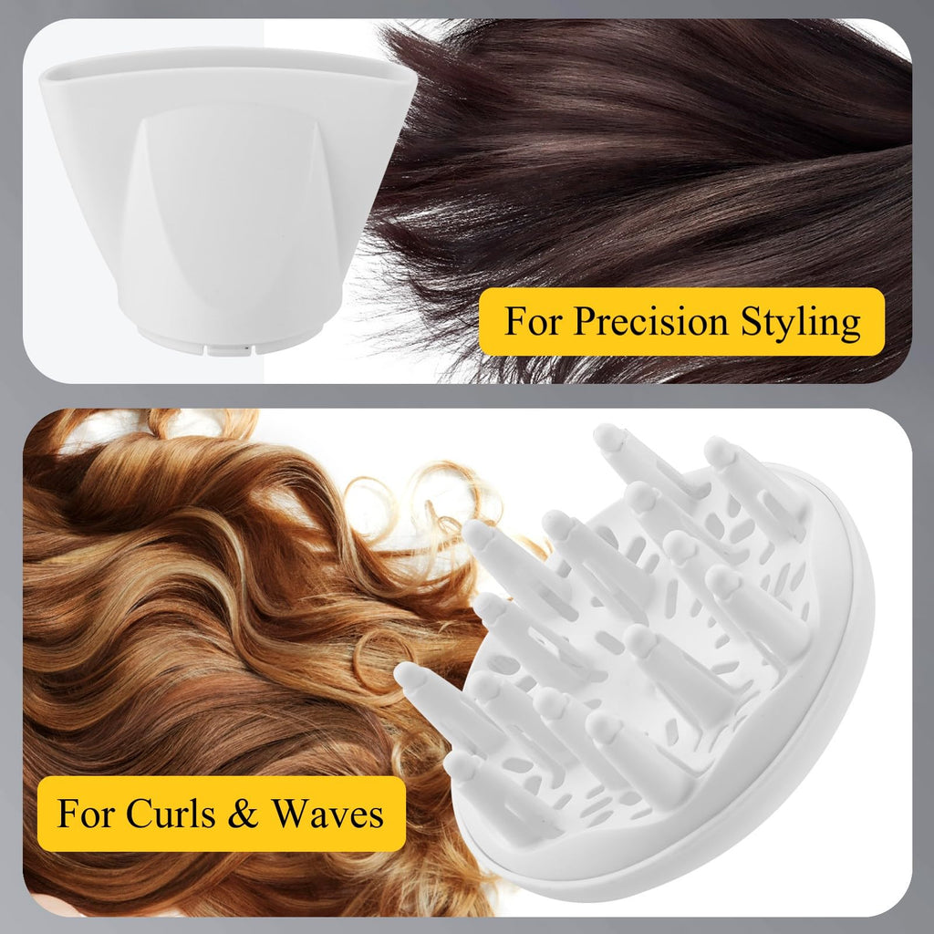 1875W Compact Hair Blow Dryer with Diffuser & Concentrator, White