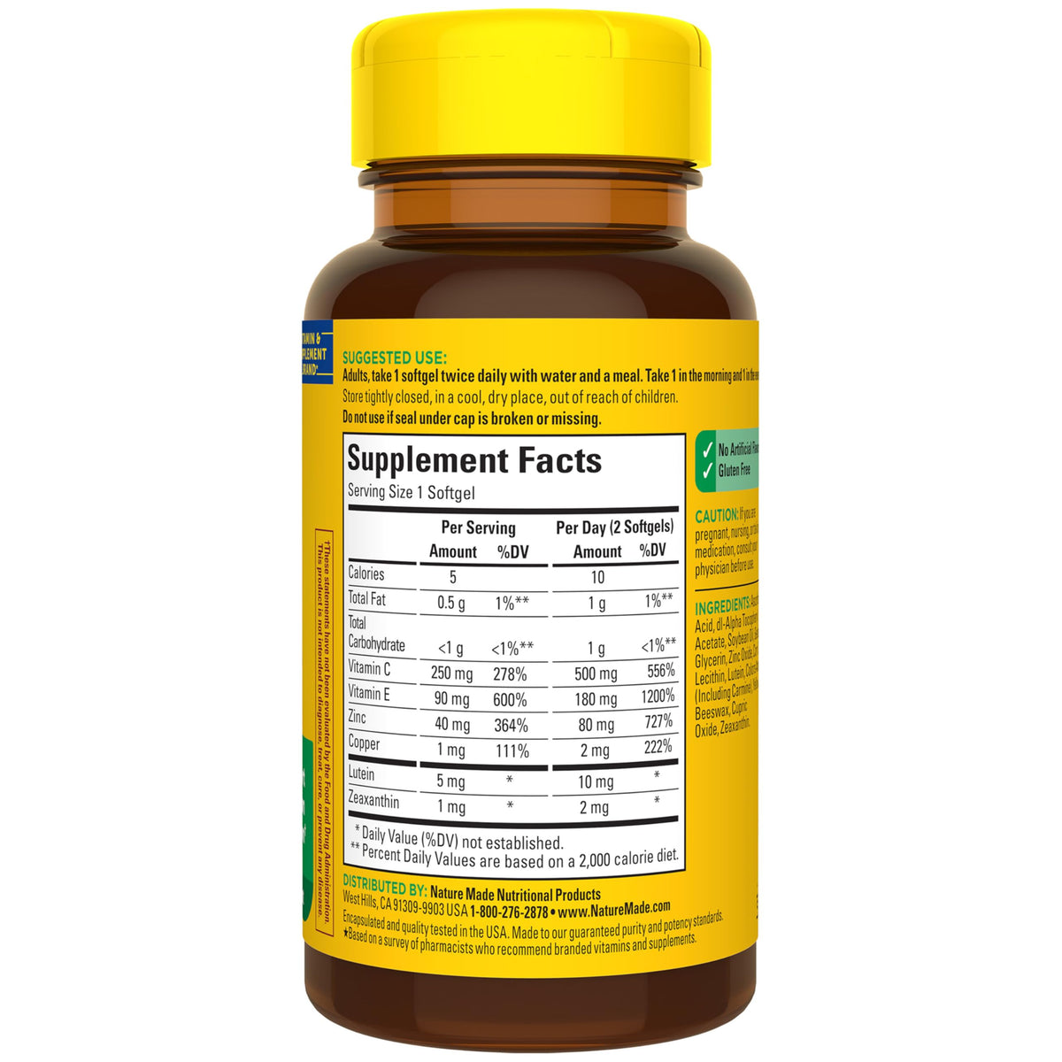 Nature Made Vision Based on the AREDS 2 Formula, Vitamin C, 60 Softgels