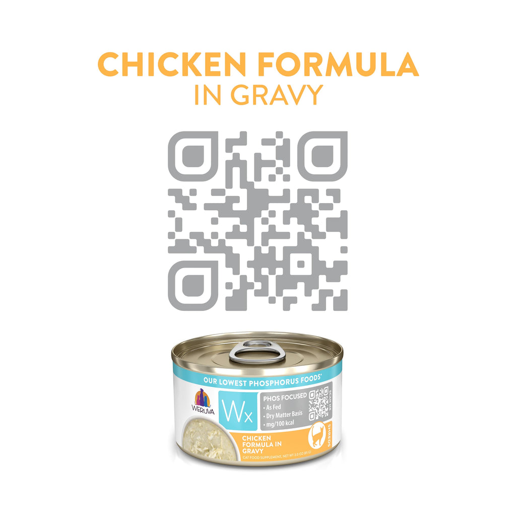 Weruva Wx Phos Focused, Chicken Formula in Gravy 3oz Can, Pack of 12