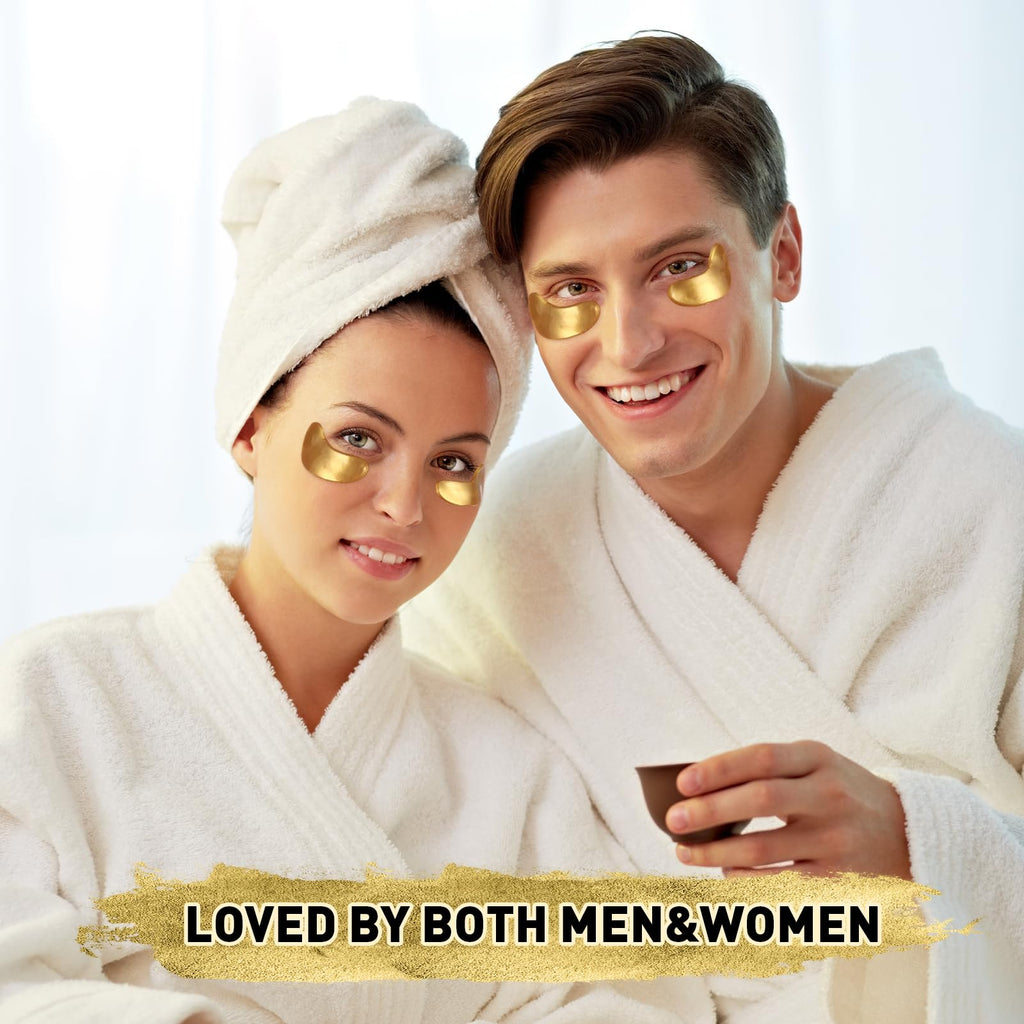 CHMI 24K Gold Under Eye Patches 50 Pairs Collagen, Dark Circles, Wrinkles | Puffy looking eyes, collagen skin care, hydrating eye mask, hydrogel, hyaluronic acid, vitamin E, men & women, travel, gift